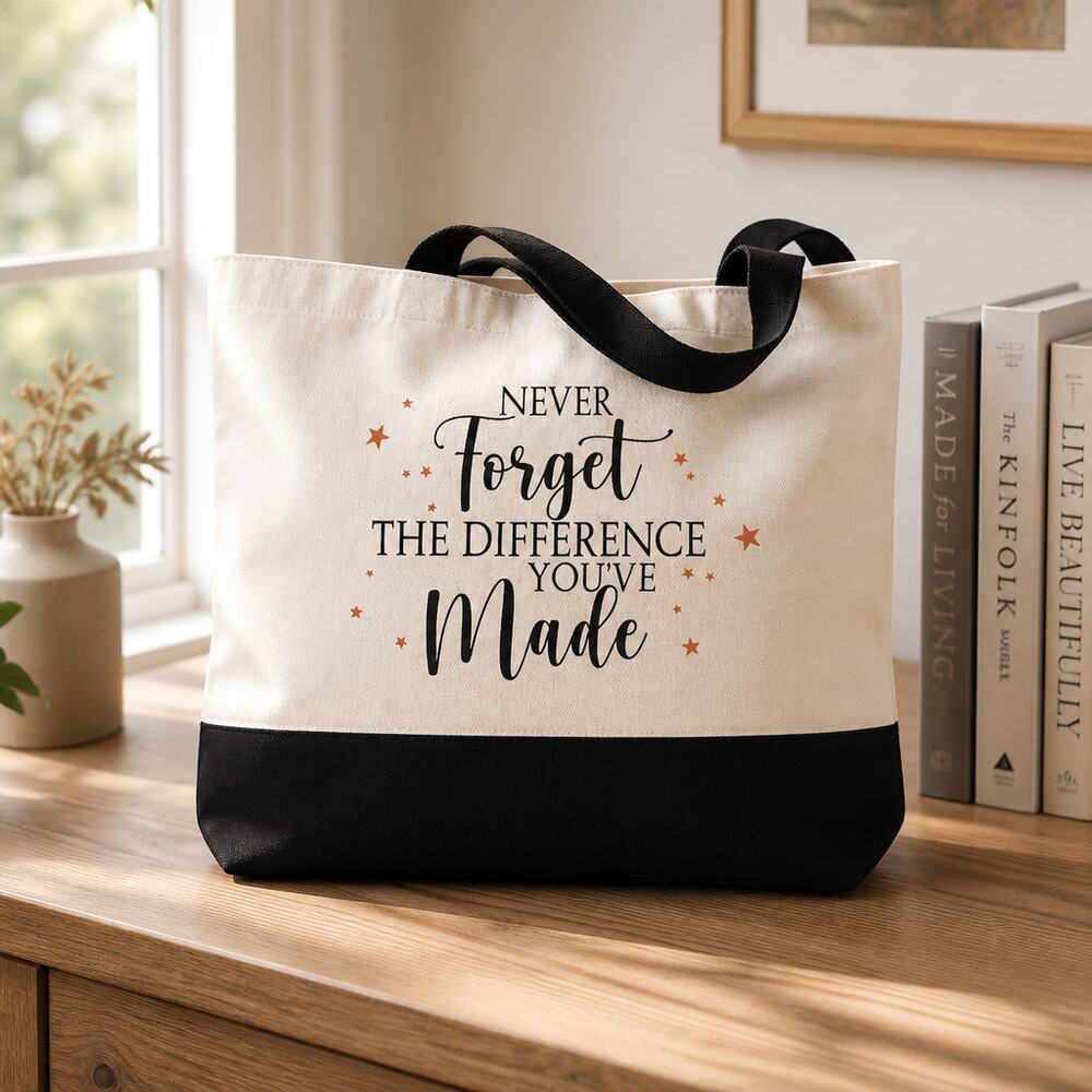 Chic Black & White Teacher Tote Bag with Gold Stars